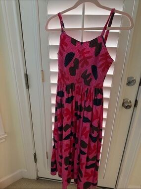 NIC+ZOE Pink and Black Abstract Midi Dress